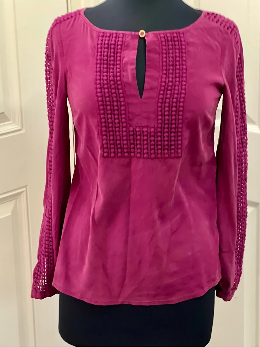 Tory Burch Lillian Long-Sleeve Silk Blend Blouse